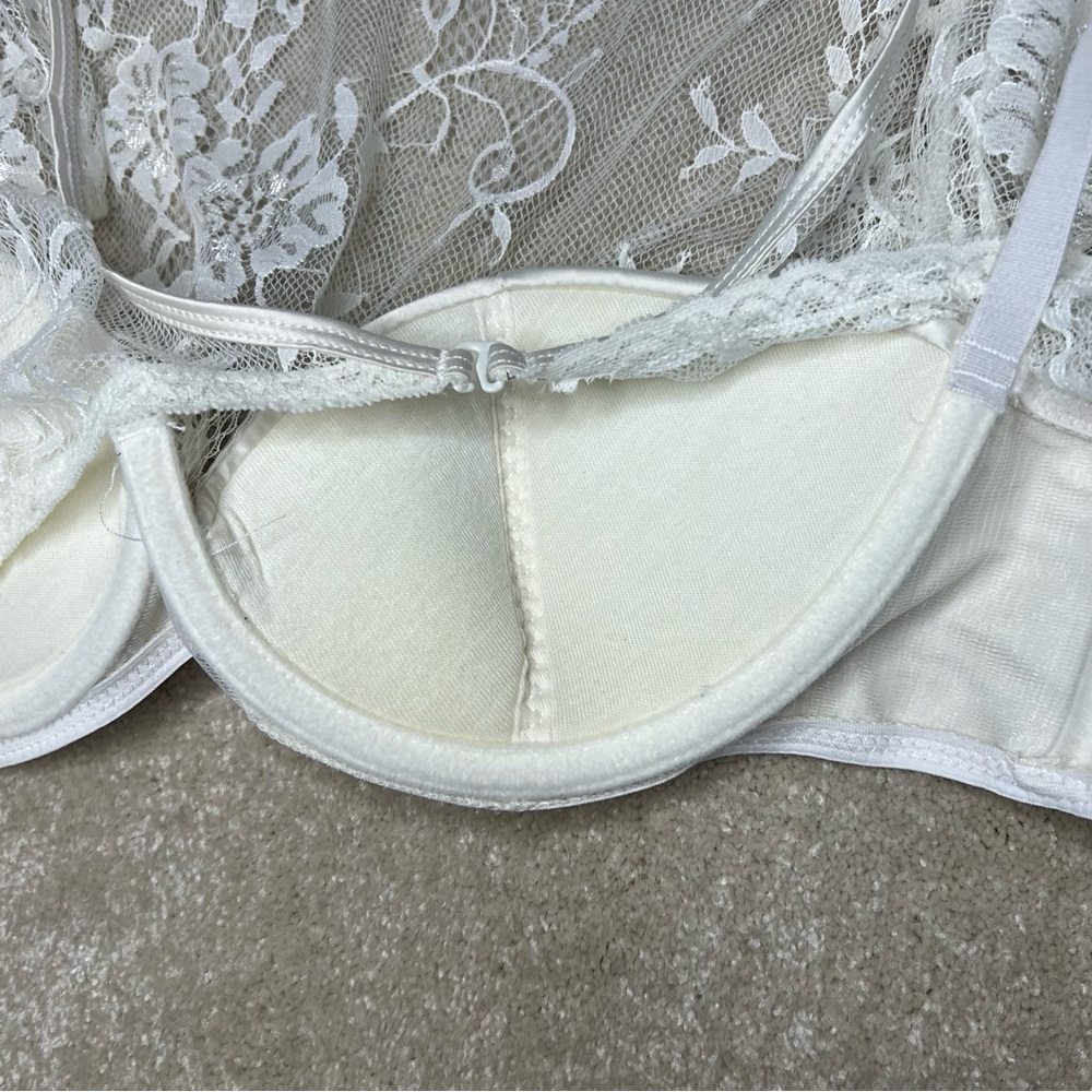 Oh La La Cherie Lingerie bra top eyelash lace white padded cropped‎ sexy L - Picture 9 of 11